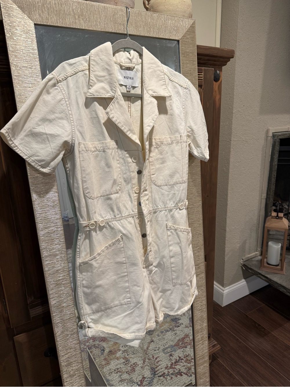 Pistola Cream Short Utility Romper